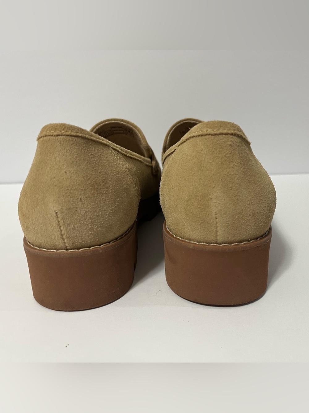 Vionic Eloide Nubuck Brown Suede Leather Loafers Womens 7 Chunky Lug Sole Preppy - Picture 7 of 11